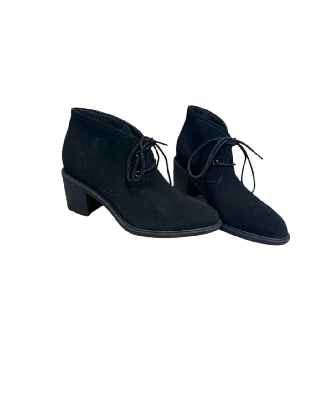 Clarks Black Suede Ankle Booties Size 9.5 New Block Heel Comfort Classic